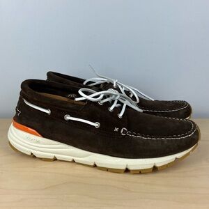 Easymoc Men’s Size 13.0 Merrimack Boat Shoes Dark Brown Suede Lace Up Vibram